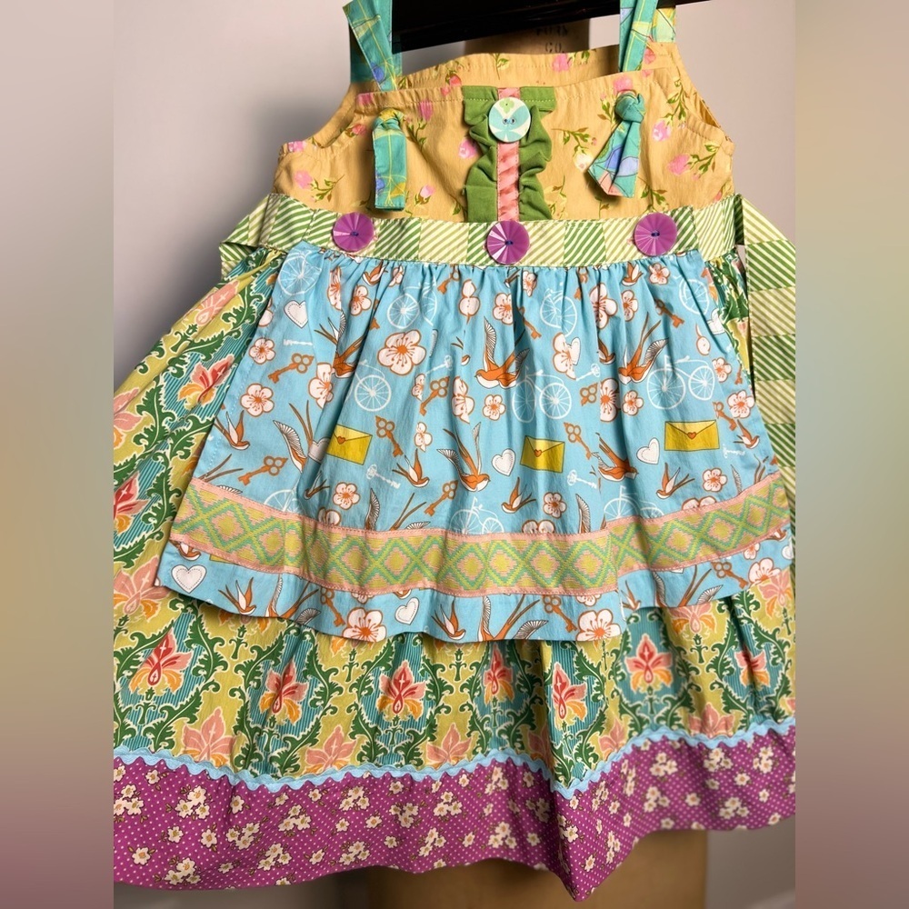 Matilda Jane bicycle and letter apron dress size 4